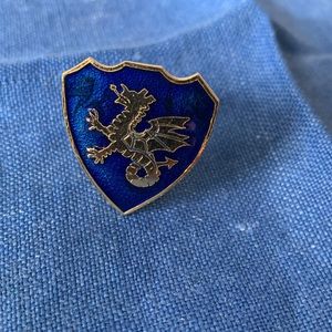 Vintage Gold Dragon / Blue Enamel Scarf Ring